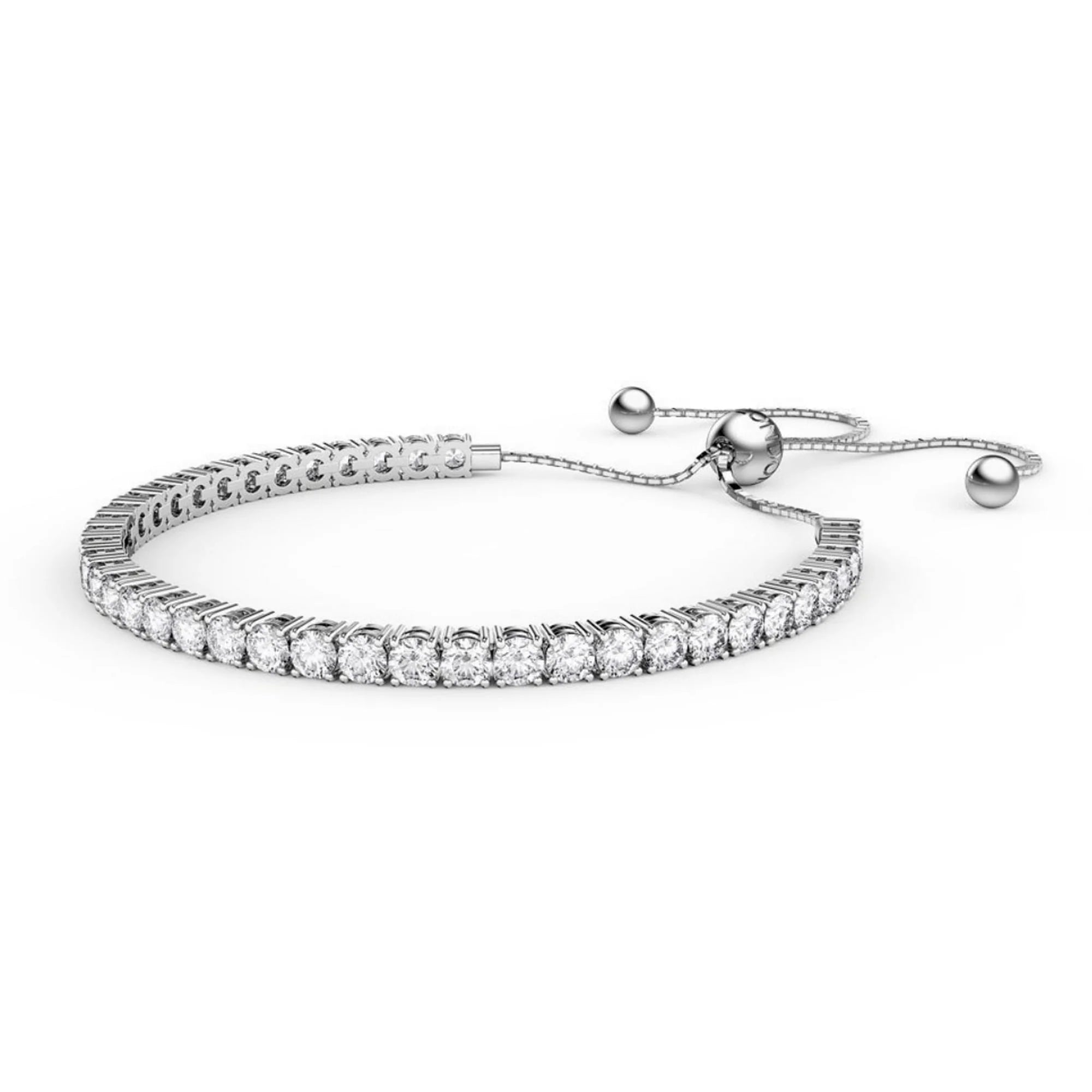DiamondX 24K Rose and White Gold 6ct Created White Sapphire Round Adjustable Tennis Bracelet Unisex Plated
