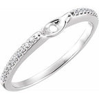 14K White Gold 5.5 mm span Accented Cathedral Peg Shank