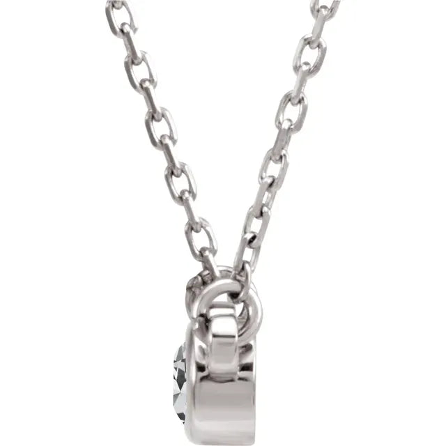 14K White Gold 1/6 CT Natural Diamond Solitaire 18" Necklace
