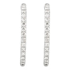 Sterling Silver Imitation White Cubic Zirconia Inside-Outside Hinged Hoop Earrings