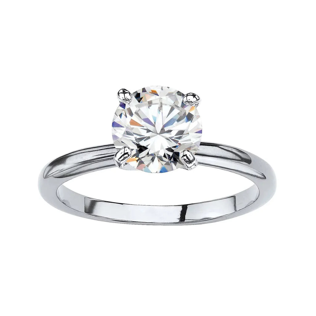 DiamondX 18K White Gold 2ct Created White Sapphire Round Engagement Wedding Ring Plated Sizes 5-10