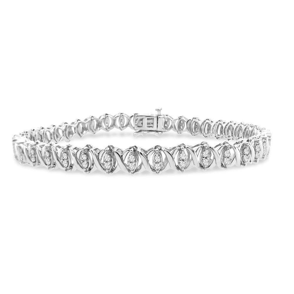 DiamondX 1 Carat Genuine Diamond X-Link Tennis Bracelet 7.50 inch in Sterling Silver