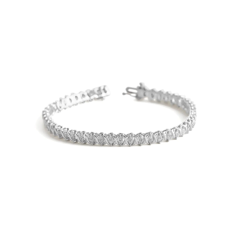 DiamondX 1 Carat Genuine Diamond X-Link Tennis Bracelet 7.50 inch in Sterling Silver