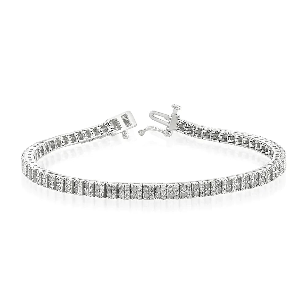 DiamondX 1 Carat Genuine Diamond Double Row Tennis Bracelet in Sterling Silver