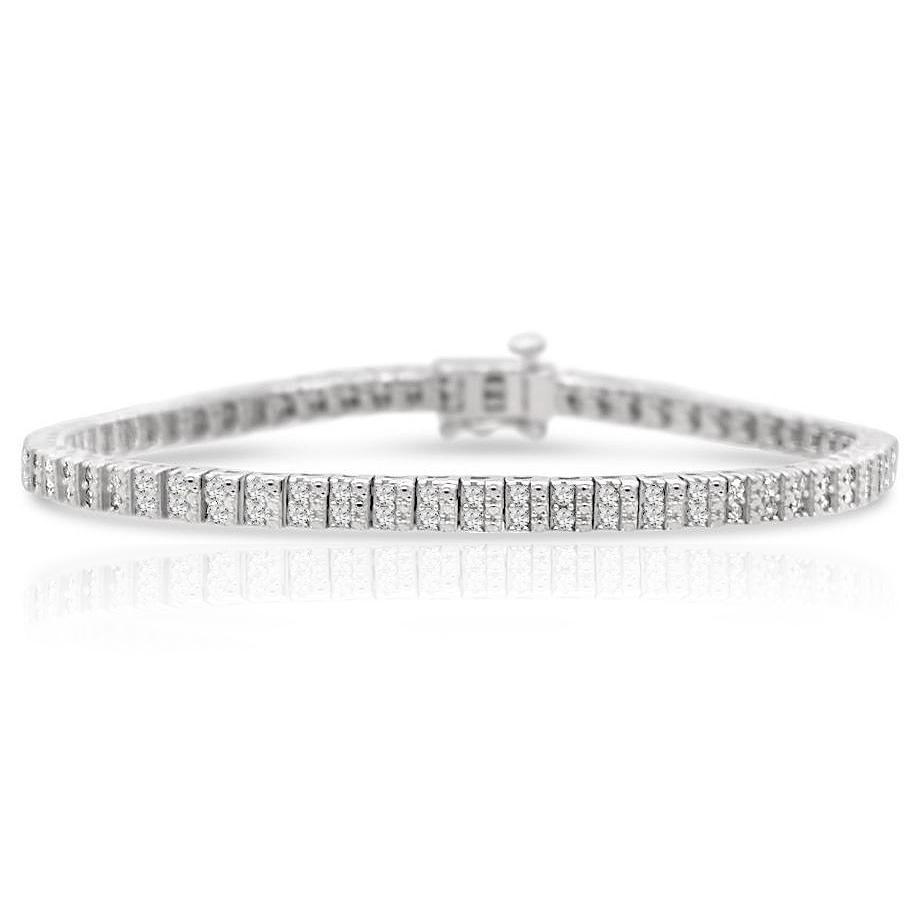 DiamondX 1 Carat Genuine Diamond Double Row Tennis Bracelet in Sterling Silver