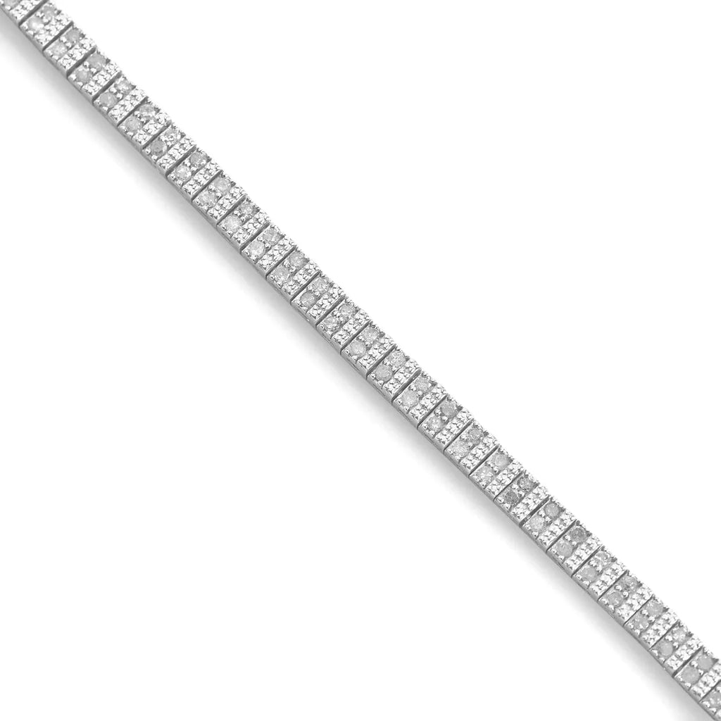 DiamondX 1 Carat Genuine Diamond Double Row Tennis Bracelet in Sterling Silver