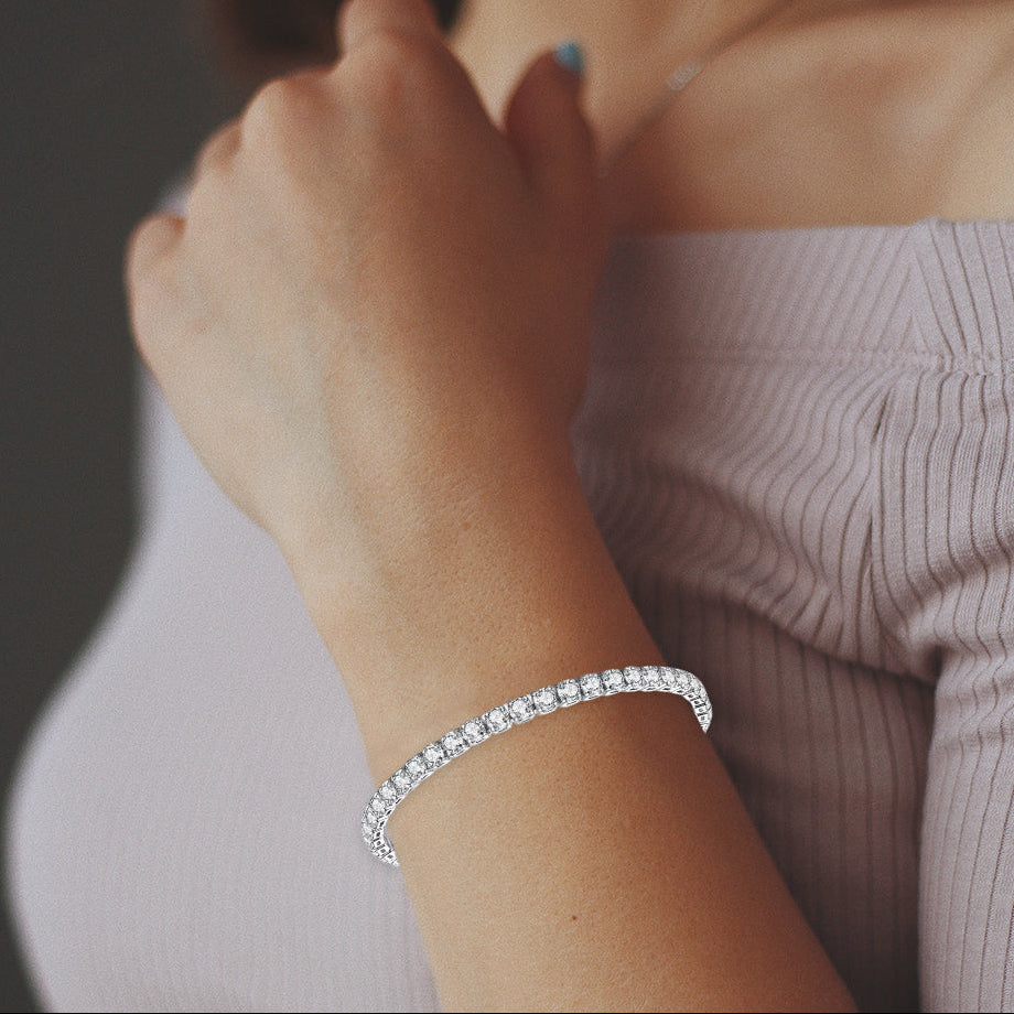 DiamondX 18K White Gold 4 Carat Created White Sapphire Tennis Bracelet Plated