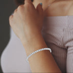 DiamondX 18K White Gold 4 Carat Paris Crystals Round Tennis Bracelet Plated
