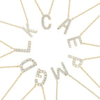 DiamondX 18K Yellow Gold A-Z Alphabet Created White Sapphire Necklace Initial Plated