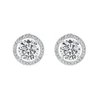 DiamondX 18K White Gold White Halo Round Stud Earrings 4Ct with DiamondX Crystals Plated