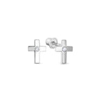 14k Gold CZ Cross Stud Earrings