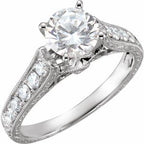 14K White Gold Round 1/3 CTW Natural Diamond Semi-Set Engagement Ring