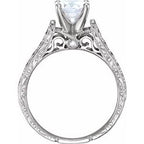14K White Gold Round 1/3 CTW Natural Diamond Semi-Set Engagement Ring