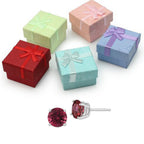 10k White Gold Plated 4 Ct Round Created Ruby CZ Stud Earrings