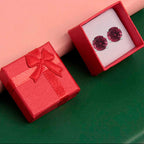 10k White Gold Plated 3 Ct Round Created Ruby Sapphire CZ Stud Earrings