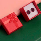 10k White Gold Plated 4 Ct Round Created Ruby CZ Stud Earrings