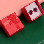10k White Gold Plated 2 Ct Round Created Ruby Sapphire Stud Earrings
