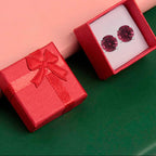 14k White Gold Plated 2 Ct Round Created Ruby Stud Earrings