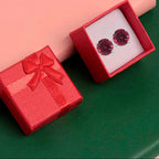 10k White Gold Plated 2 Ct Round Created Ruby Stud Earrings