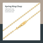 DiamondX 18k Yellow Gold Cable Chain Necklace Italian 1.3mm Plated