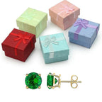 14k Yellow Gold Plated Created Emerald Round Stud Earrings 6mm