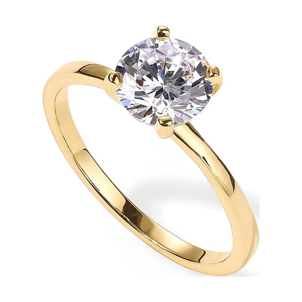 DiamondX 18K Yellow Gold Created White Sapphire Round Engagement Wedding Ring Plated Sizes 5-10