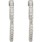 14K White Gold 3/4 CTW Natural Diamond Inside-Outside Hinged Hoop Earrings