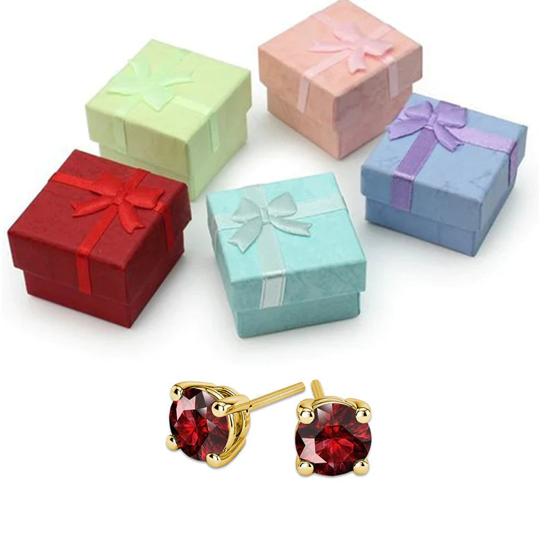 10k Yellow Gold Plated 1/2 Ct Round Created Ruby Sapphire Stud Earrings