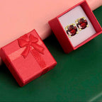 10k Yellow Gold Plated 1/2 Ct Round Created Ruby CZ Stud Earrings