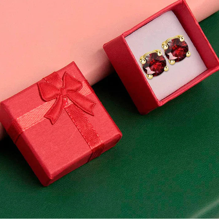 14k Yellow Gold Plated 1/2 Ct Round Created Ruby Sapphire Stud Earrings