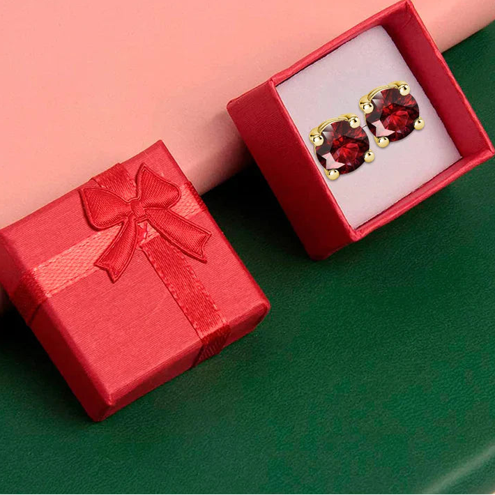 10k Yellow Gold Plated 1 Ct Round Created Ruby Stud Earrings