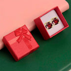 14k Yellow Gold Created Ruby Sapphire Round Stud Earrings 1/4 ct
