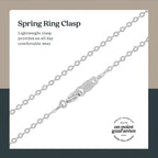 DiamondX 18k White Gold Cable Chain Necklace Italian 1.3mm, 18 inches length Plated