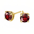 DiamondX 18k Yellow Gold 2 Pair Created Ruby 4mm, 6mm Round & Princess Cut Stud Earrings Plated