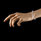 18k White Gold 6 Cttw Created White Sapphire CZ Round Adjustable Tennis Plated Bracelet.