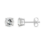 18k White Gold 2 Pair Moissanite Round & Princess Cut Stud Earrings Plated 4mm By DiamondX