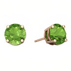 DiamondX 18k Rose Gold 2 Pair Created Peridot 4mm Round & Princess Cut Stud Earrings Plated