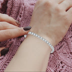 18k White Gold 8 Carat Created White Sapphire CZ Adjustable Tennis Bracelet Plated