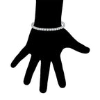 18k White Gold 6 Cttw Created White Sapphire CZ Round Adjustable Tennis Plated Bracelet.