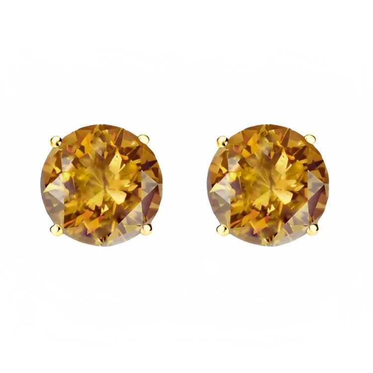 DiamondX 18k Yellow Gold 2 Pair Created Citrine 4mm, 6mm Round & Princess Cut Stud Earrings Plated