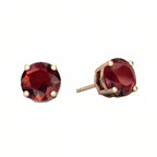 DiamondX 18k Rose Gold 2 Pair Created Garnet 6mm Round & Princess Cut Stud Earrings Plated