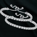 18k White Gold 8 Carat Created White Sapphire CZ Adjustable Tennis Bracelet Plated