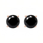 18k Rose Gold 2 Pair Black Moissanite Round & Princess Cut Stud Earrings Plated 6mm By DiamondX
