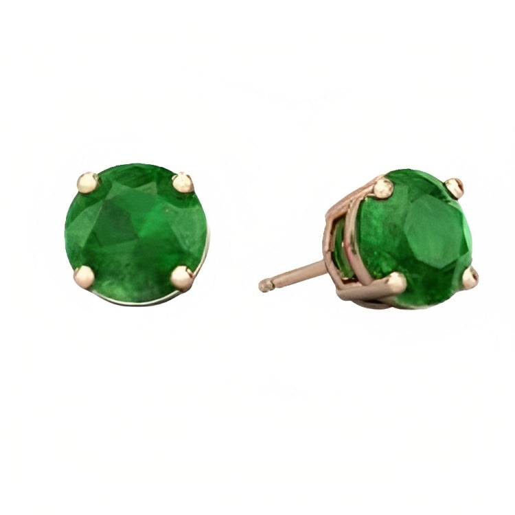 DiamondX 18k Rose Gold 2 Pair Created Emerald 4mm, 6mm Round & Princess Cut Stud Earrings Plated
