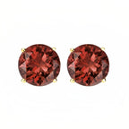 DiamondX 18k Yellow Gold 2 Pair Created Garnet 4mm, 6mm Round & Princess Cut Stud Earrings Plated