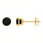 DiamondX18k Yellow Gold 2 Pair Created Black Sapphire 6mm Round & Princess Cut Stud Earrings Plated