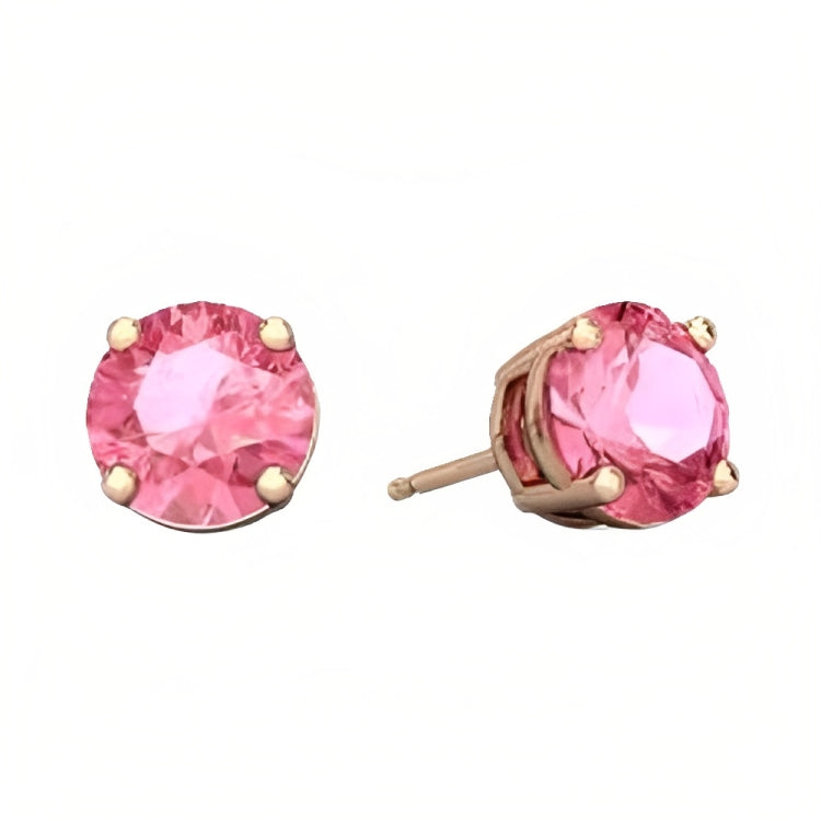 DiamondX 18k Rose Gold 2 Pair Created Tourmaline 4mm, 6mm Round & Princess Cut Stud Earrings Plated