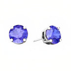 DiamondX 18k White Gold 2 Pair Created Tanzanite 4mm, 6mm Round & Princess Cut Stud Earrings Plated