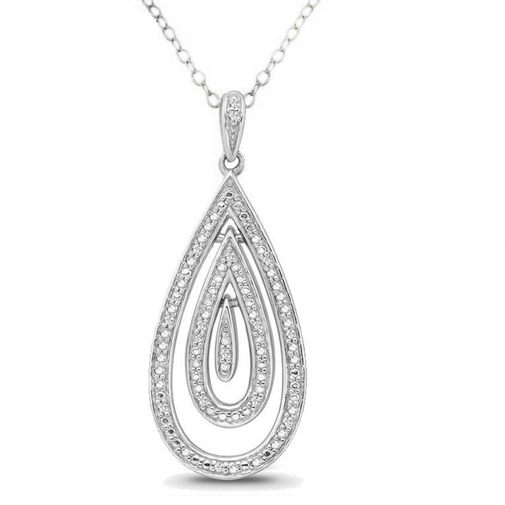 DiamondX 1/8 Carat Genuine Diamond Dangle Pendant in Sterling Silver with 18" Chain