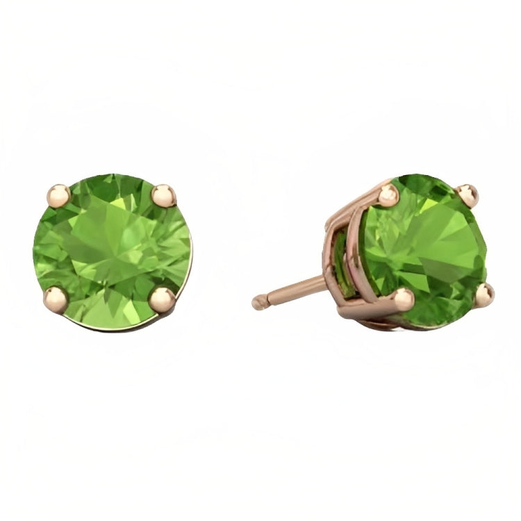 DiamondX 18k Rose Gold 2 Pair Created Peridot 4mm, 6mm Round & Princess Cut Stud Earrings Plated